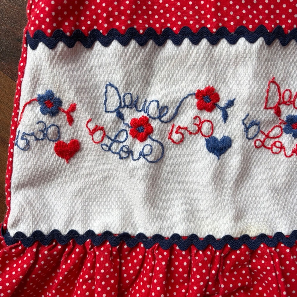 Deuce Love Red Polka Dot Sleeveless Ruffle Dress Heart Buttons Kids - Picture 2 of 5